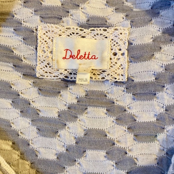 Anthropologie Cowl Neck Tank Grey & White Cottagecore Size S - Picture 4 of 10